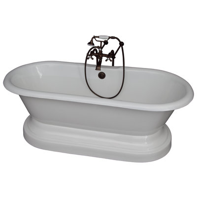 Columbus 61'' x 31'' Freestanding Soaking Cast Iron Bathtub with Faucet