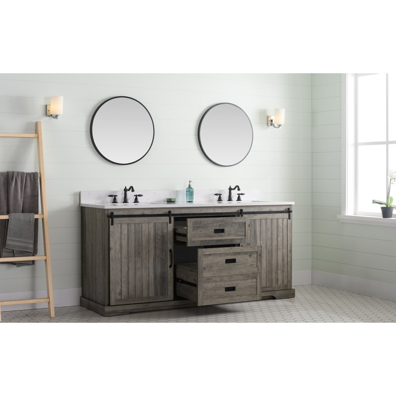 Ensemble de meuble-lavabo double 72 po Cayden, Gris patiné
