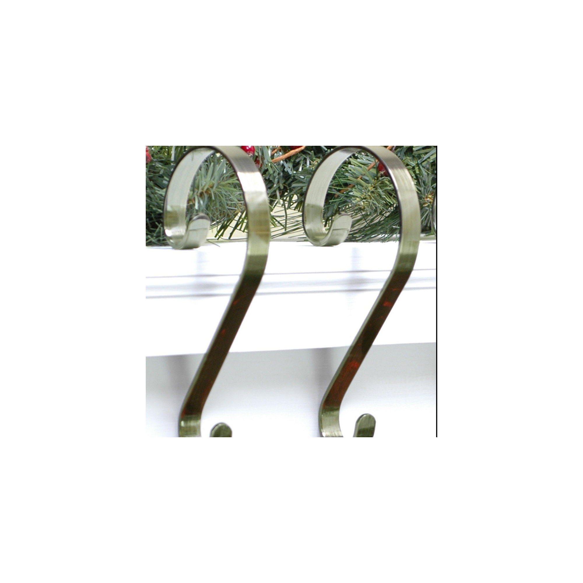 Scrolls Stocking Holder, Antique Brass