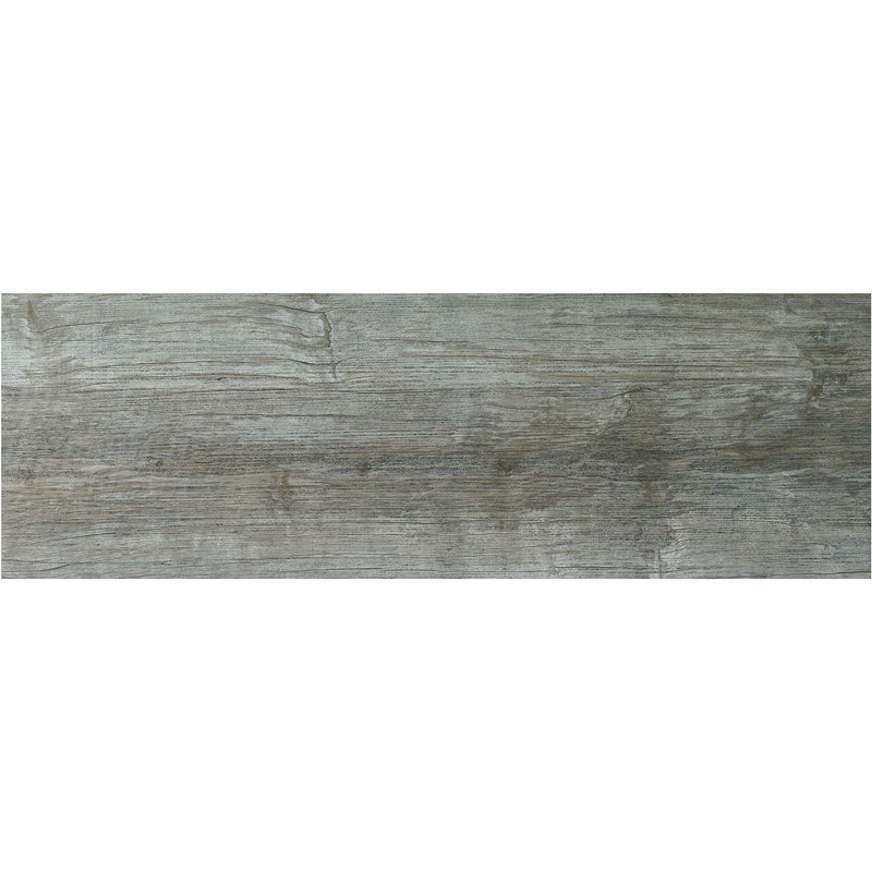 County Line 12'' W x 36'' L Porcelain Wood Look Singular Tile, Pewter