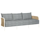 Havana 86" Wide Outdoor Wicker Patio Sofa with Cushions