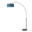 Lampe à arc 92 po Float - nickel noir, base en nickel noir, demi-dôme en lin bleu piscine, à intensité variable, ampoule incluse-130799793