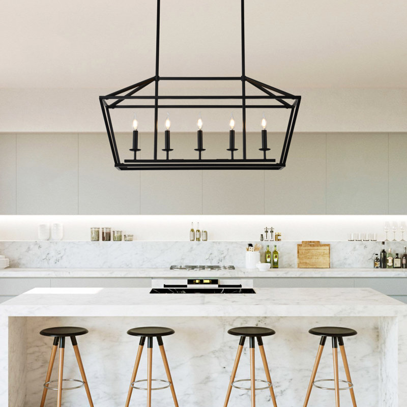 5-Light Farmhouse Kitchen Island Linear Chandelier