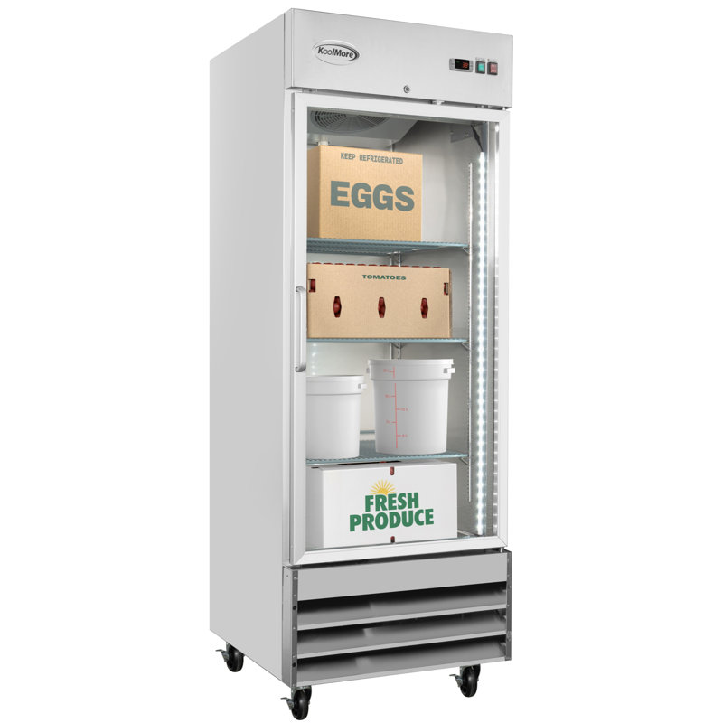 Réfrigérateur à porte simple en verre 29 po 29 po Pi. en acier inoxydable (RIR-1D-GD)