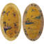 Pair of Antique Chinese Art Deco Yellow Scenic Oval Rugs