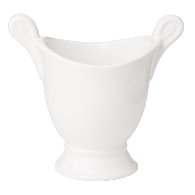 Large White Ceramic Table Vase with Graceful Handles