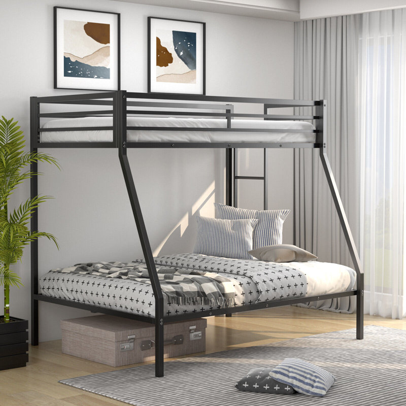 Kampyli Kids Twin Over Full Bunk Bed, Black