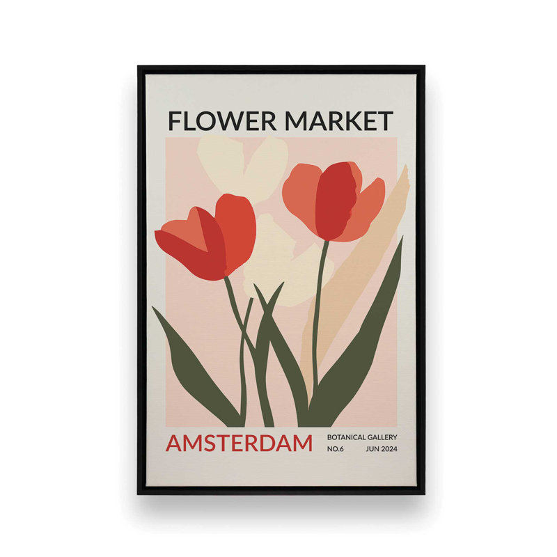 Amsterdam Flower Market II, H 18,75 po x l 12,75 po, Noir satiné