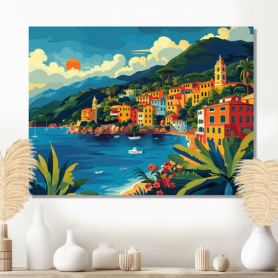 Reproduction d'art mural jaune, rouge, riviera italienne, Italie