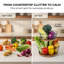 Bol à fruits à 2 niveaux - panier de fruits robuste en fer avec base en bois véritable, grand panier à fruits de 12 pouces pour comptoir de cuisine, coussinets en silicone antidérapants, solution de rangement pour fruits et légumes à 2 niveaux