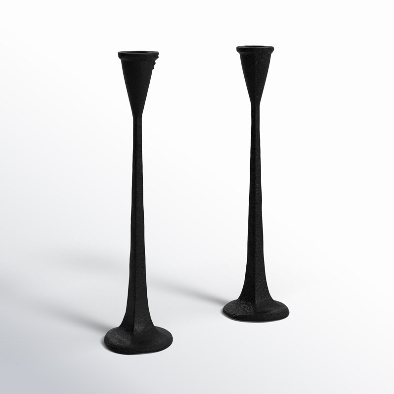 Iron Tabletop Candlestick, Black, 14.17" H x 2.95" W x 2.95" D