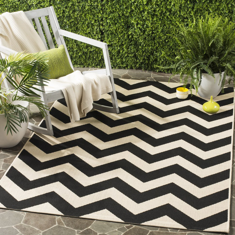 Napoleon Indoor/ Outdoor Black/Neutral Rug, Rectangle 201 x 290 cm