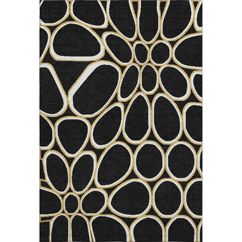 Premium Machine Washable Corry AMF1041 Circles Rug, Rectangle 2'6" x 3'10"