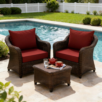 Fade Resistant Outdoor Chair Cushions Set Of 2, Deep Seat Patio Cushions 19 X 19 With Removable Cover, 28D High Resilience Foam Replacement Outdoor Seat Cushions With For Sofa, Adirondack Chair, Sectional,Terra Red