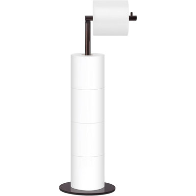Porte-papier hygiénique sur pied pour 4 rouleaux de rechange, support de salle de bain moderne avec réserve, bronze huilé