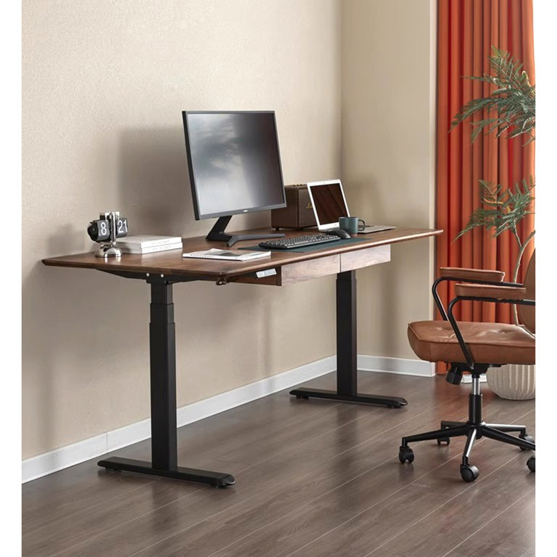 Bureau rectangulaire en bois massif électrique à hauteur réglable, H 23,62 po x l 55,12 po x P 29,53 po