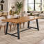Table de salle à manger d'extérieur en bois d'acacia 70,75 po, plateau en bois brun naturel avec structure en métal noir, panneau à lattes de style rustique pour patio et cour arrière-890007507-890007516