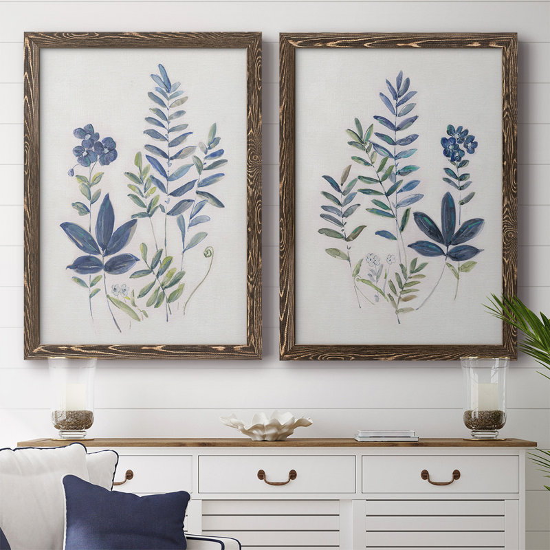 Fern Study I - Toile encadrée de qualité supérieure - prête à être accrochée, H 27,5 po x l 75 po x P 1,5 po, Noyer