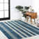 Ventress Geometric Striped Machine-Washable Blue/Cream Rug