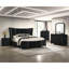 Commode contemporaine 1 pièce en velours noir avec revêtement texturé luxueux