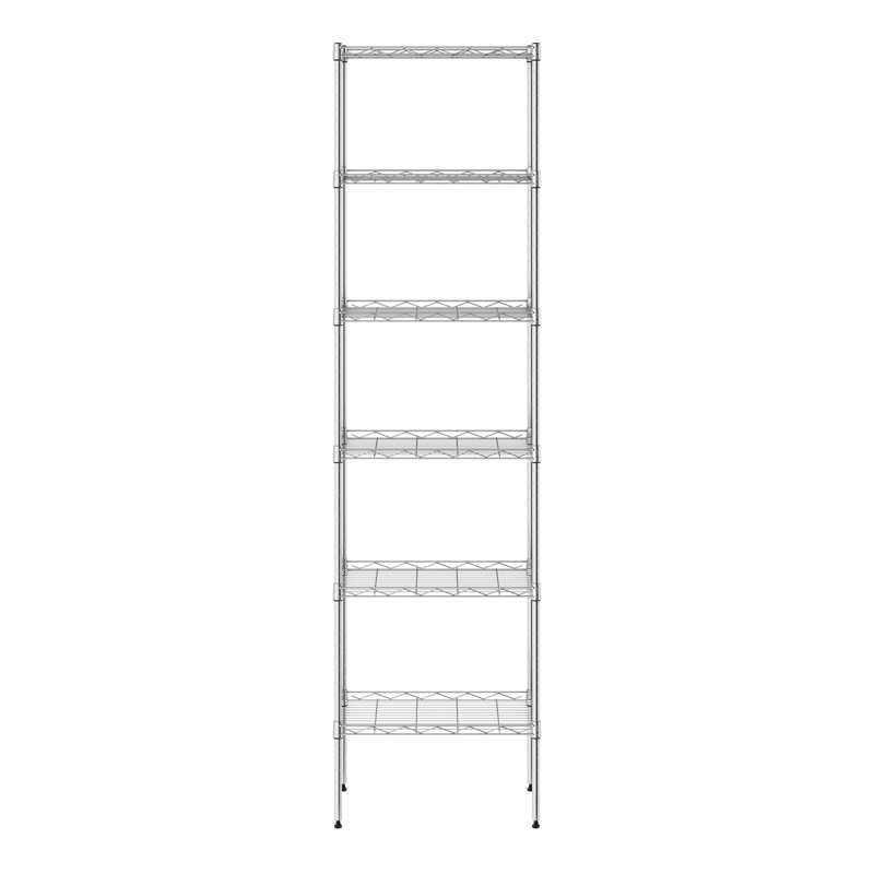 Cavazos 6 Tier Metal Storage Rack with Adjustable Leveling Feet, 64" H x 17" W x 12" D, Chrome
