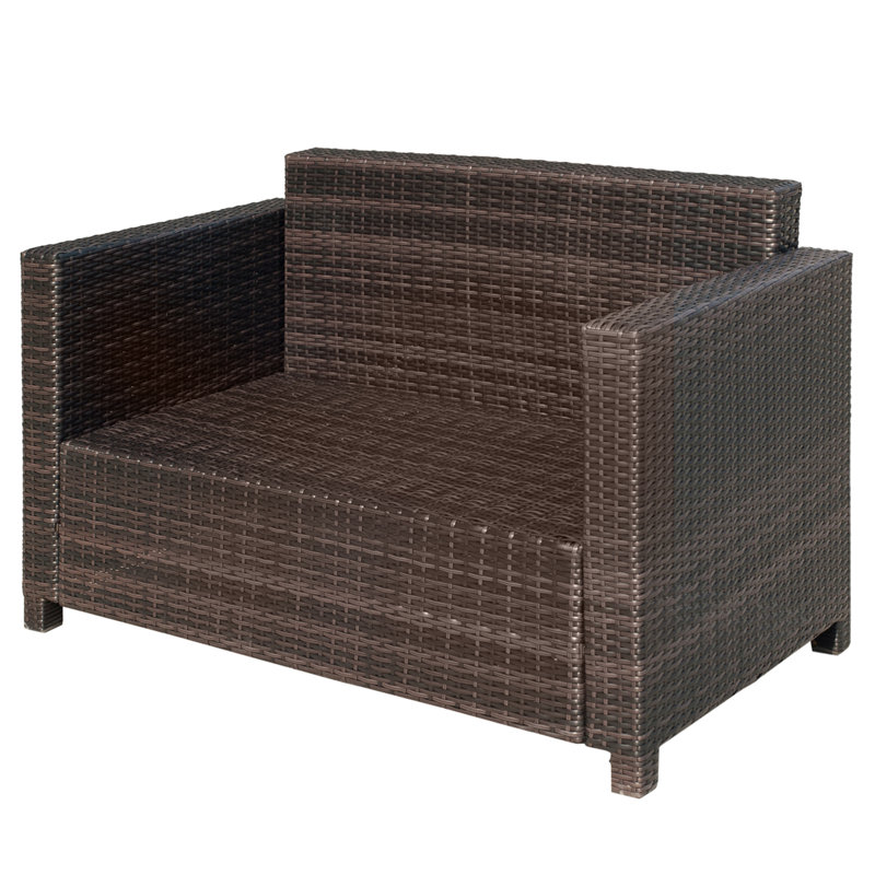 130cm Wide Rectangle Wicker Loveseat with Cushions