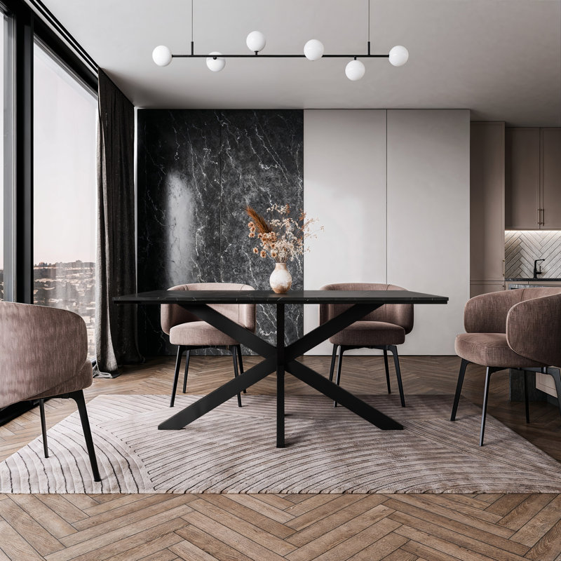 Rectangular 160Cm L x 90Cm W Dining Table, Black