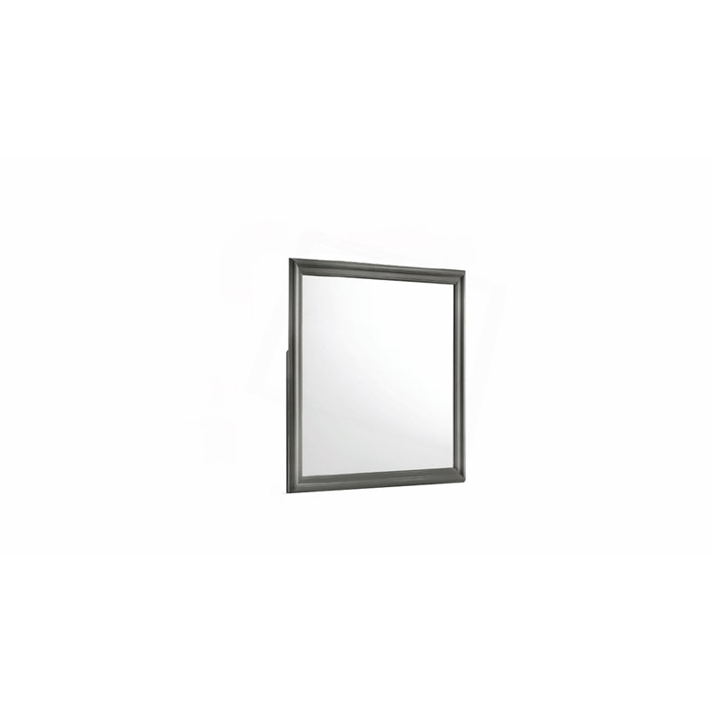 Miroir de style moderne Blaze en bois (seulement miroir), Gris métallisé