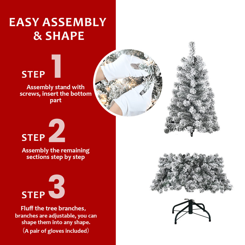 Arbre de Noël 5 pi avec lumières et support en métal T Wilson