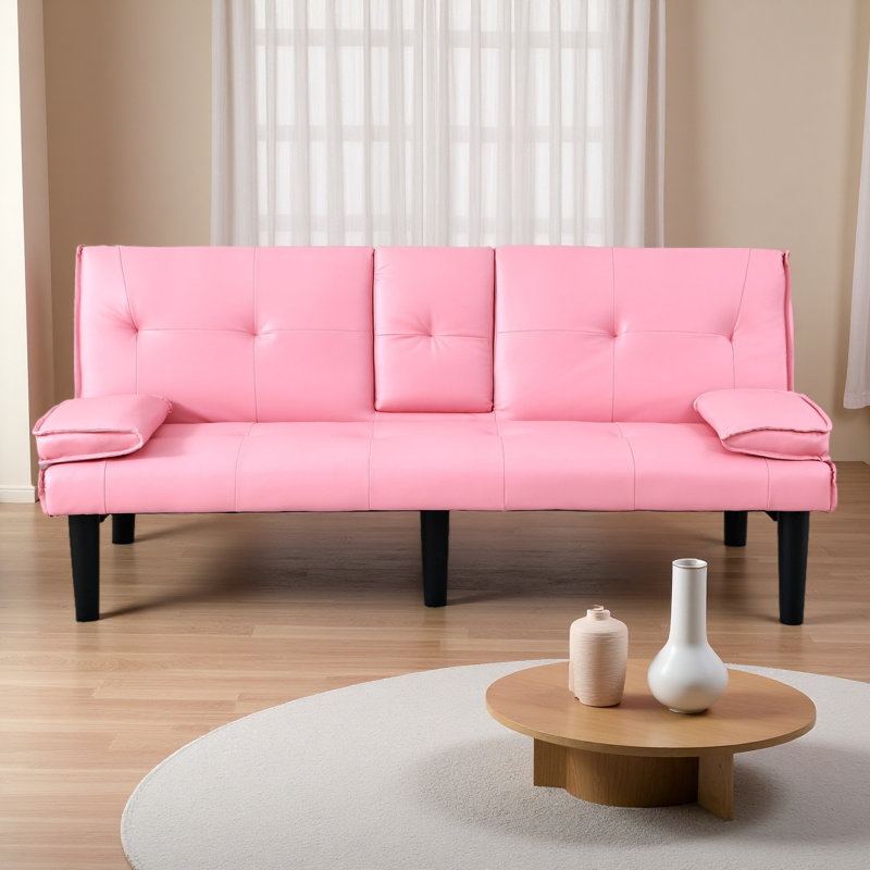 The 67-Inch PVC Multi-Functional Sofa Bed, With A Foldable And Cup Holder Design, Makes It Extremely Convenient To Turn The Living Room Into A Guest Room
