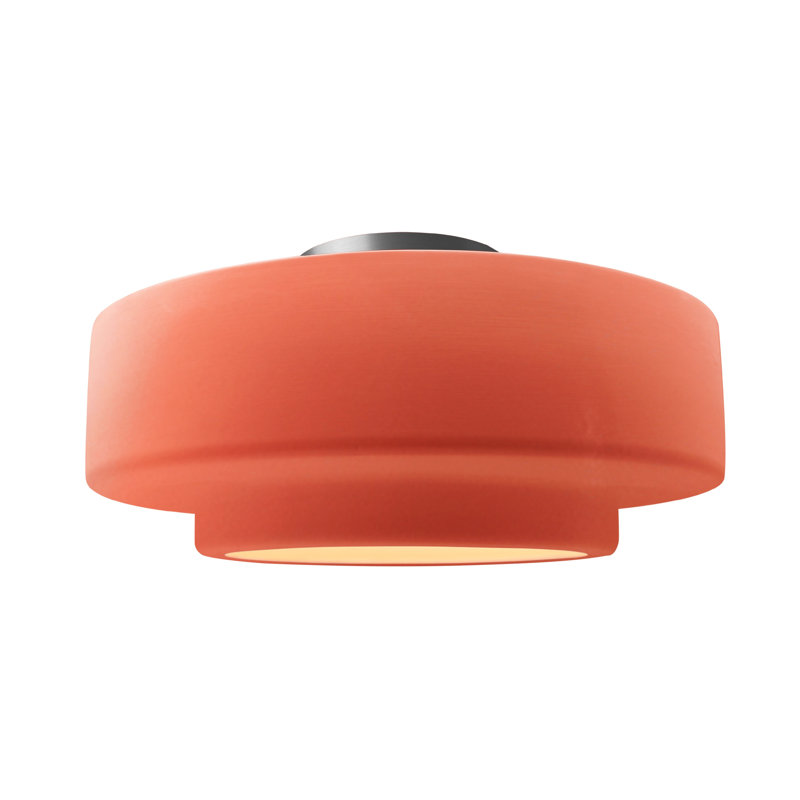 Plafonnier semi-encastré Radiance, H 8 po x l 16,5 po x P 16,5 po, Rosé brillant, Nickel brossé