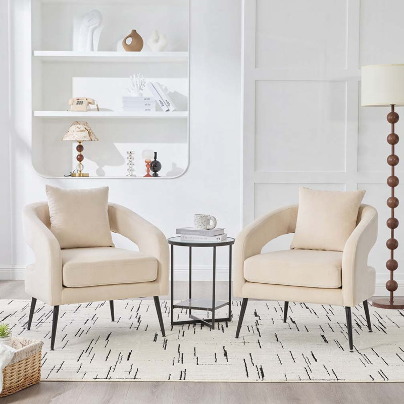 Chaise d'appoint rembourrée en velours, Beige