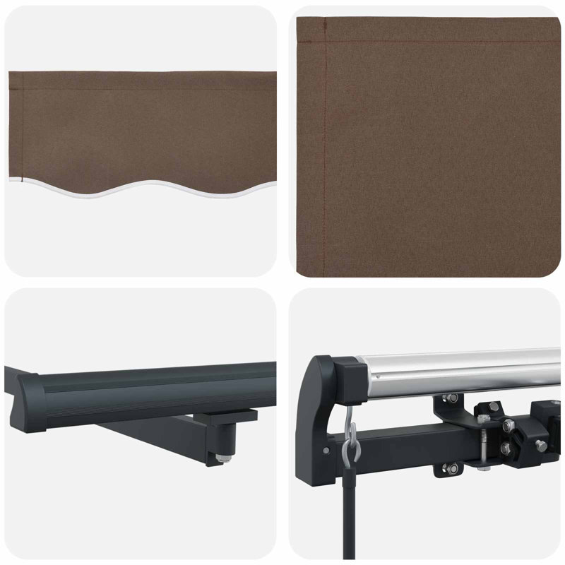 VidaXL Polyester Cover Retractable Patio Awning, 165cm H x 400cm W x 300cm D, Black/Taupe