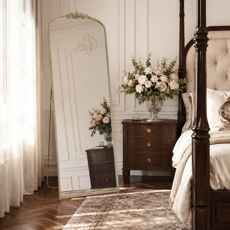 Glass Full Length Mirror, 70" x 24", Gold