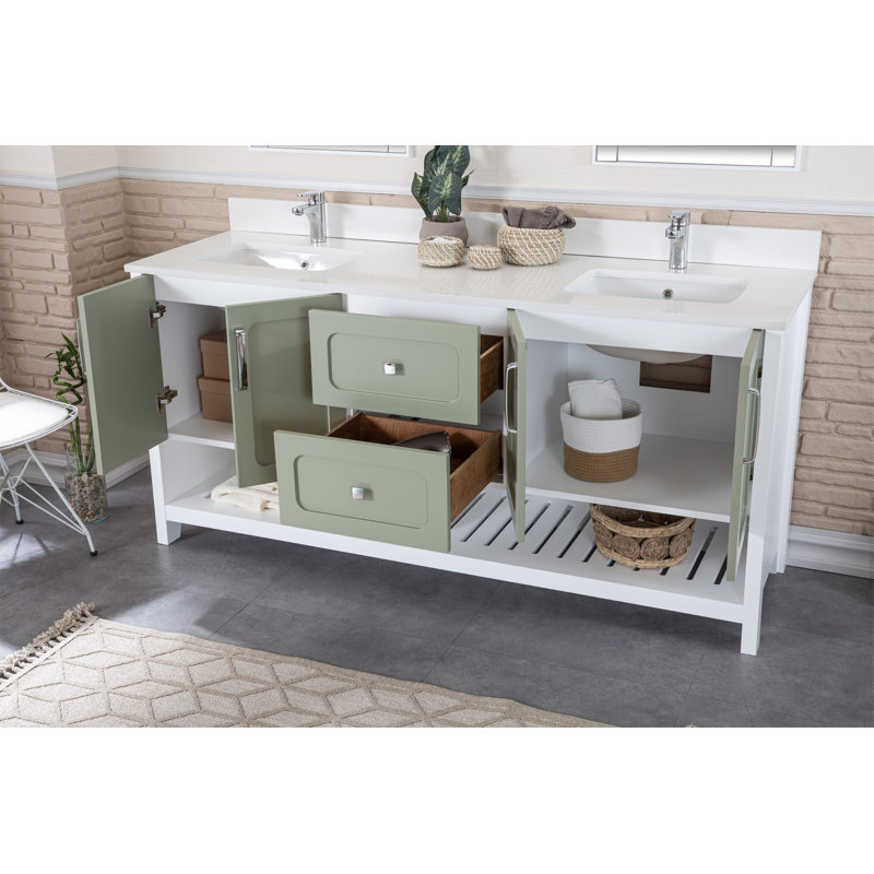 Meuble-lavabo double standard autoportant Cinamon 1800mm, Vert