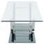 Table basse chromée à dessus en verre en forme de U