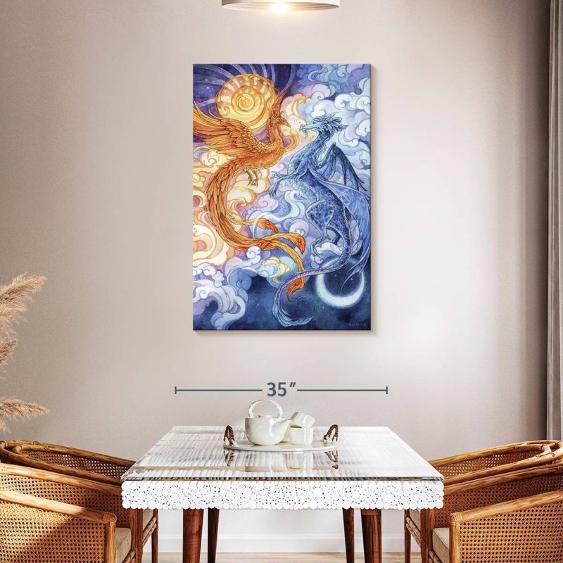 Brampt Sun Phoenix And Moon Dragon, 45" H x 30" W