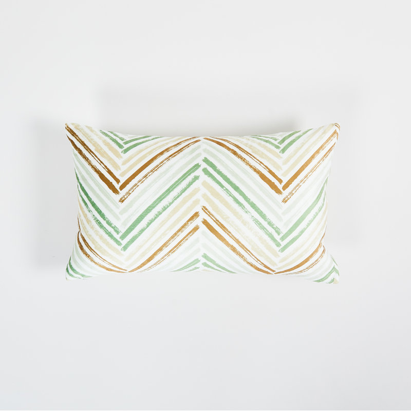 Geometric Green Brown Throw Pillow Lumbar 12"