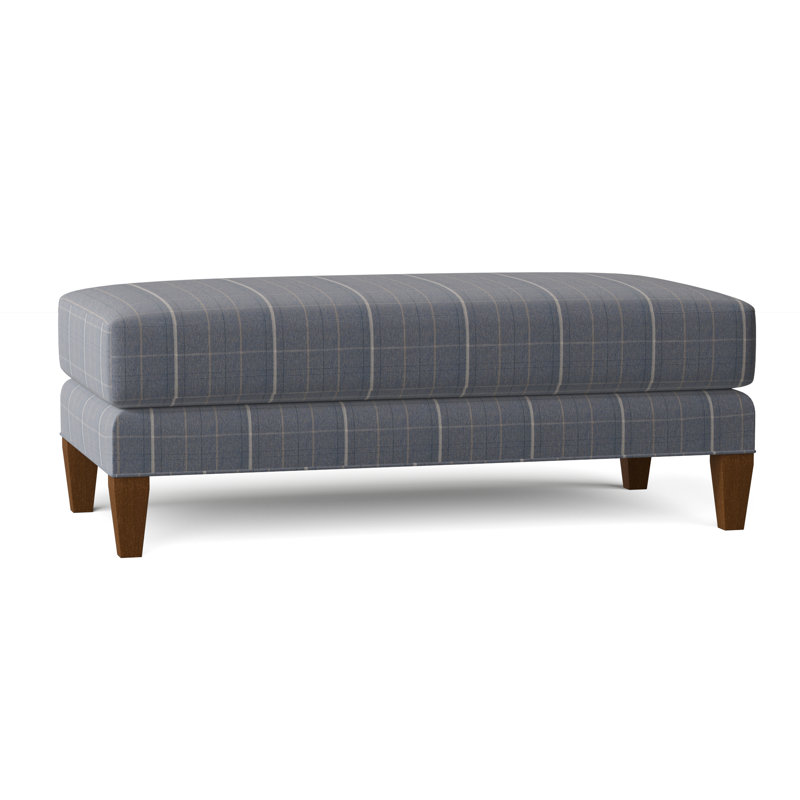 Celeste 48" Upholstered Cocktail Ottoman, Lapis Plaid; 0126-63, Truffle