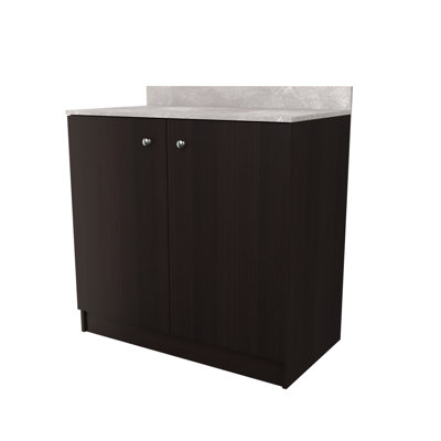 Ambrossia Slab Espresso 36.02'' W x 34.06'' H Laminate Standard Base Cabinet Ready-to-Assemble
