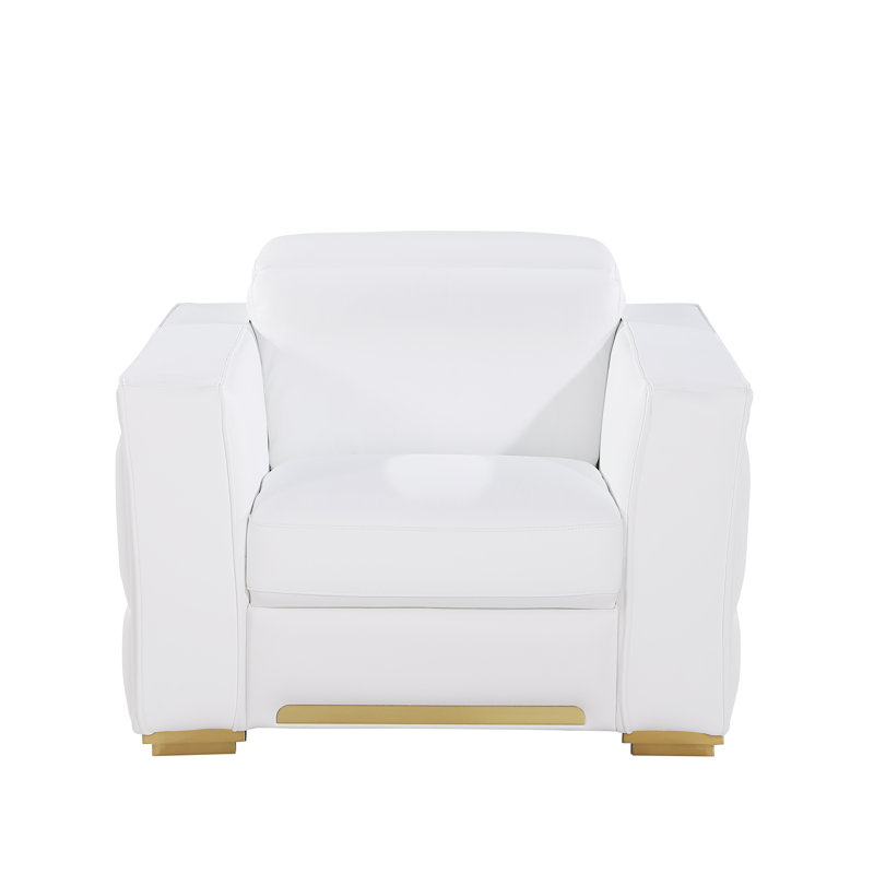 Fauteuil Eain, Blanc, Or