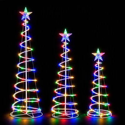 Sapin de Noël en spirale à DEL en 3 parties, décorations de Noël étanches pour jardin et pelouse