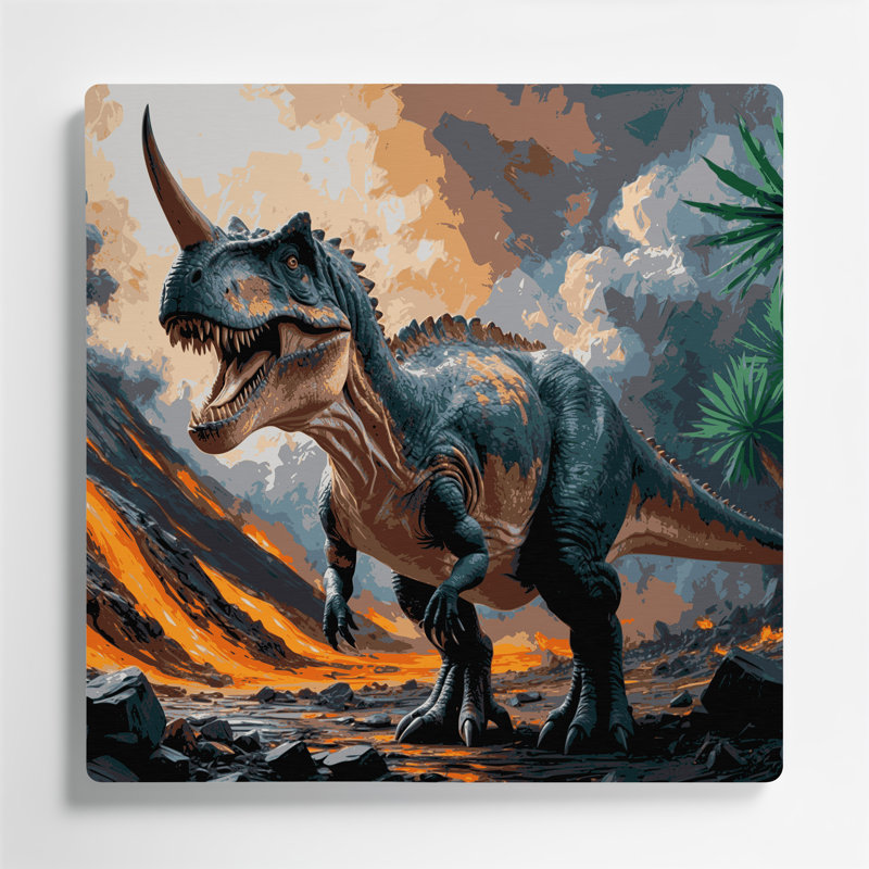 «Dinosaur Centrosaurus», art mural en métal gris, H 32 po x l 32 po