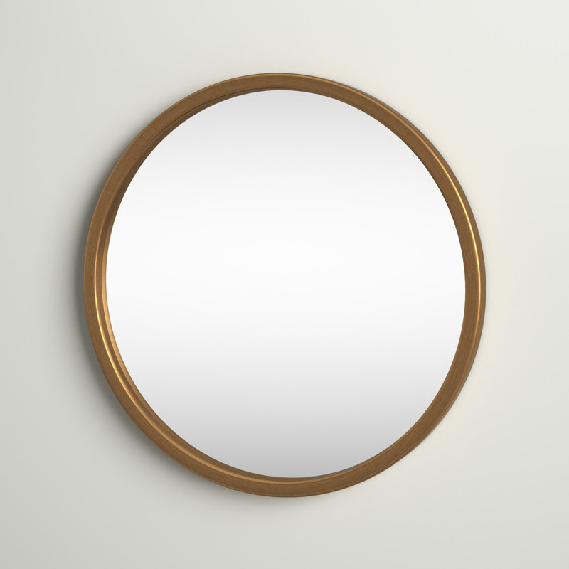 Wood Flat Wall Mirror, Antique Gold