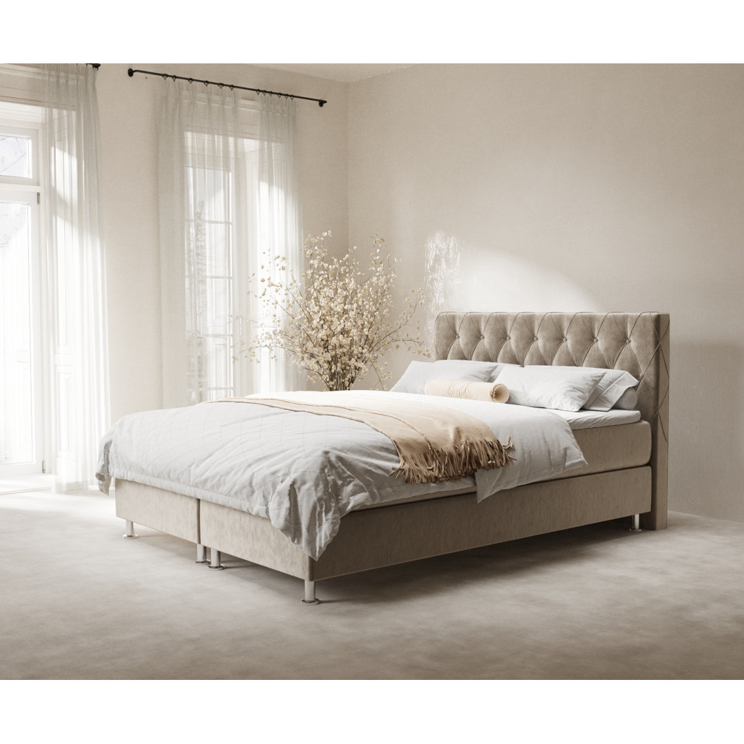 Echtes Boxspringbett Elisio mit Zwei Matratzen und Topper