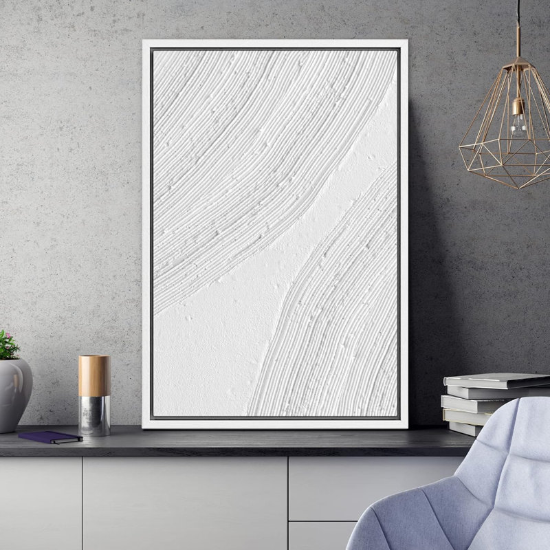 Motif géométrique de lignes minimalistes gris, peinture blanche, cercles à rayures, formes abstraites, minimalisme, décoration murale nordique contemporaine