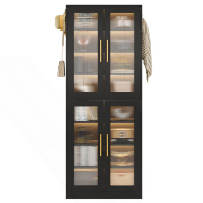 Bibliothèque avec portes, armoire de rangement à DEL et 8 tablettes réglables