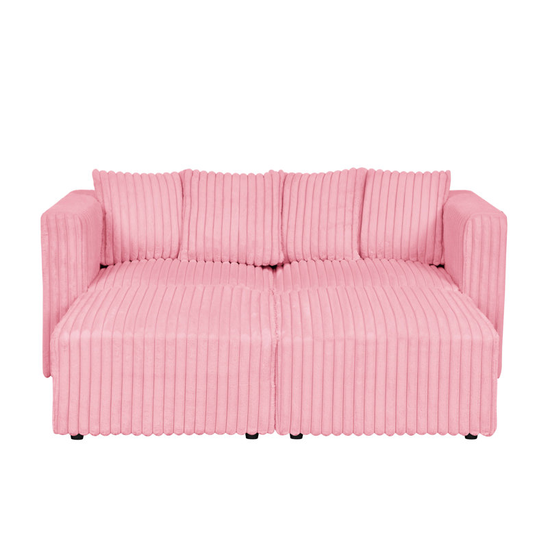 Canapé modulaire Damerel, Fausse fourrure rose