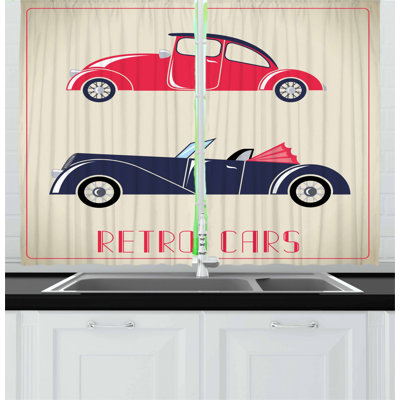 Cars 2 Piece Kitchen Curtain