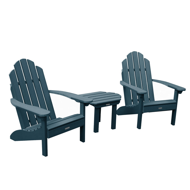 Chaise Adirondack en plastique avec table Anette, Bleu Nantucket